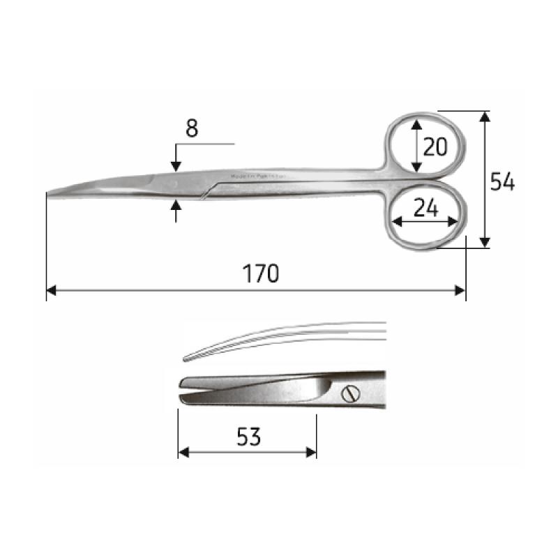 Ножиці J-22-106 хірургічні та гінекологічні Mayo, 17 cм, тупий/тупий, зігнуті.